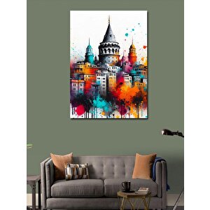 Kanvas Tablo Renkli Galata Kulesi