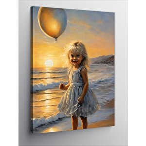 Kanvas Tablo Sahildeki Balonlu Çocuk 100x140 cm