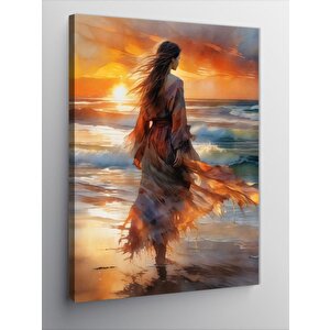Kanvas Tablo Sahil Kenarındaki Kadın 100x140 cm