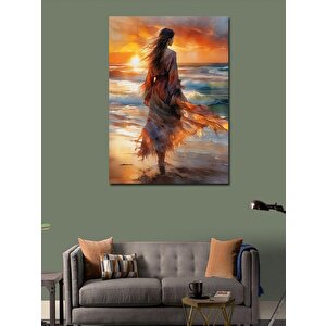 Kanvas Tablo Sahil Kenarındaki Kadın 100x140 cm