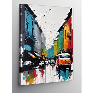 Kanvas Tablo Renkli Şehir Ve Arabalar 70x100 cm