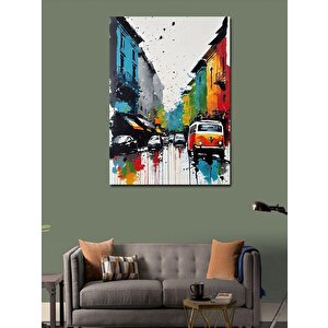 Kanvas Tablo Renkli Şehir Ve Arabalar 70x100 cm