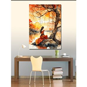 Kanvas Tablo Kırmızı Elbiseli Kadın 70x100 cm
