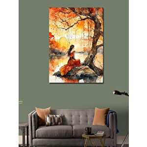 Kanvas Tablo Kırmızı Elbiseli Kadın 70x100 cm