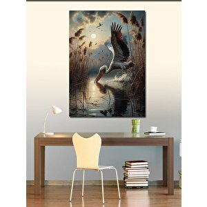 Kanvas Tablo Su İçen Leylek 70x100 cm