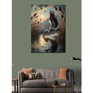 Kanvas Tablo Su İçen Leylek 70x100 cm