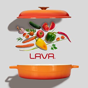 Lava Döküm Çok Amaçlı Yayvan Tencere Döküm Demir Yekpare Kulplu Kubbe Form Kapaklı Edition Serisi Çap(ø)28cm.
