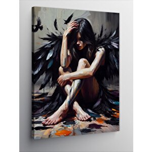Kanvas Tablo Siyah Kanatlı Melek 70x100 cm