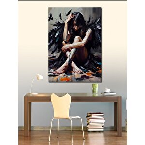 Kanvas Tablo Siyah Kanatlı Melek 100x140 cm