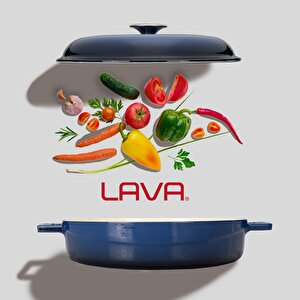 Lava Döküm Çok Amaçlı Yayvan Tencere Döküm Demir Yekpare Kulplu Kubbe Form Kapaklı Edition Serisi Çap(ø)28cm.