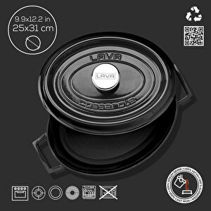 Lava Döküm Oval Tencere. Trendy Serisi Ölçü 25x31cm.