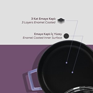 Lava Döküm Çok Amaçlı Yayvan Tencere. Glaze Serisi Çap(ø)28cm.