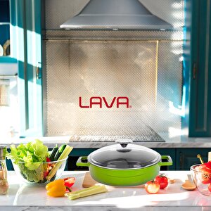 Lava Döküm Çok Amaçlı Yayvan Tencere. Glaze Serisi Çap(ø)28cm.