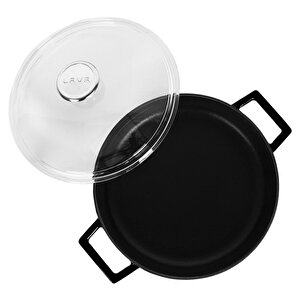 Döküm Çok Amaçlı Yayvan Tencere. Glaze Serisi Çap(ø)28cm. Siyah