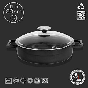 Lava Döküm Çok Amaçlı Yayvan Tencere. Glaze Serisi Çap(ø)28cm.