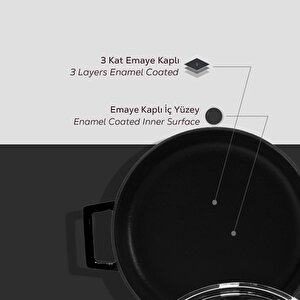 Lava Döküm Çok Amaçlı Yayvan Tencere. Glaze Serisi Çap(ø)28cm.