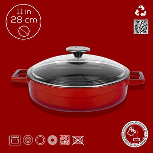 Lava Döküm Çok Amaçlı Yayvan Tencere. Glaze Serisi Çap(ø)28cm.