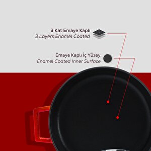 Lava Döküm Çok Amaçlı Yayvan Tencere. Glaze Serisi Çap(ø)28cm.