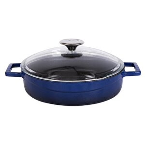 Döküm Çok Amaçlı Yayvan Tencere. Glaze Serisi Çap(ø)28cm. Mavi