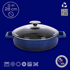 Lava Döküm Çok Amaçlı Yayvan Tencere. Glaze Serisi Çap(ø)28cm.