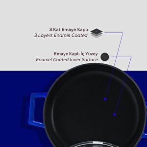 Lava Döküm Çok Amaçlı Yayvan Tencere. Glaze Serisi Çap(ø)28cm.