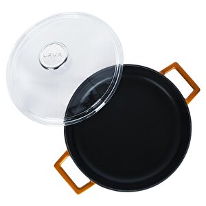 Döküm Çok Amaçlı Yayvan Tencere. Glaze Serisi Çap(ø)28cm. Turuncu