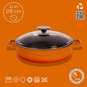 Lava Döküm Çok Amaçlı Yayvan Tencere. Glaze Serisi Çap(ø)28cm.