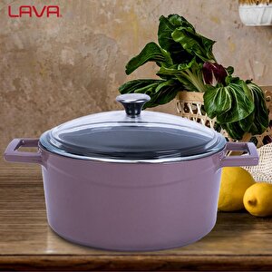 Lava Döküm Yuvarlak Tencere Cam Kapaklı. Glaze Çap(ø)20cm.