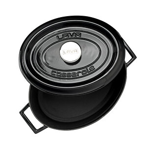 Döküm Oval Tencere. Trendy Serisi Ölçü 23x29cm. Siyah