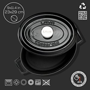 Lava Döküm Oval Tencere. Trendy Serisi Ölçü 23x29cm.