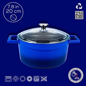 Lava Döküm Yuvarlak Tencere Cam Kapaklı. Glaze Çap(ø)20cm.