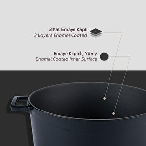 Lava Döküm Yuvarlak Tencere Cam Kapaklı. Glaze Çap(ø)20cm.
