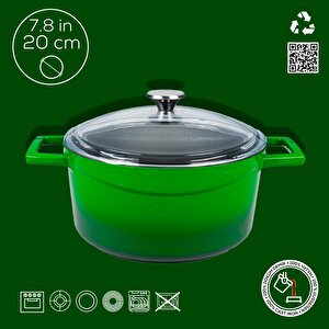 Lava Döküm Yuvarlak Tencere Cam Kapaklı. Glaze Çap(ø)20cm.
