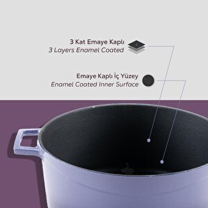 Lava Döküm Yuvarlak Tencere Cam Kapaklı. Glaze Çap(ø)24cm.