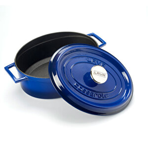 Döküm Oval Tencere. Trendy Serisi Ölçü 23x29cm. Mavi