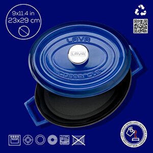 Lava Döküm Oval Tencere. Trendy Serisi Ölçü 23x29cm.