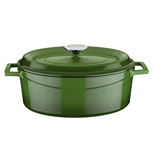 Döküm Oval Tencere. Trendy Serisi Ölçü 23x29cm. Yeşil