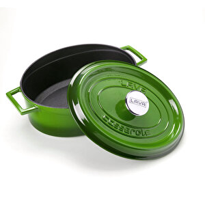 Döküm Oval Tencere. Trendy Serisi Ölçü 23x29cm. Yeşil