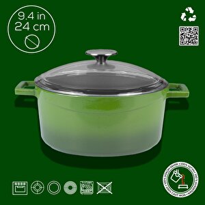 Lava Döküm Yuvarlak Tencere Cam Kapaklı. Glaze Çap(ø)24cm.