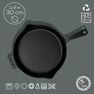Lava Döküm Yuvarlak Kızartma Tavası Döküm Demir Yekpare Saplı. Çap(ø)30cm