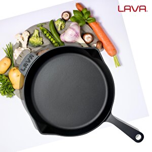 Lava Döküm Yuvarlak Kızartma Tavası Döküm Demir Yekpare Saplı. Çap(ø)30cm