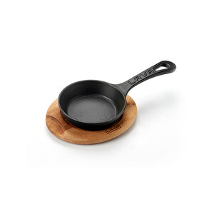 Döküm Yuvarlak Kızartma Tavası Yekpare Saplı Kayın Servis Ahşabı. Çap(ø)12cm.