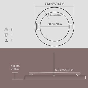 Lava Döküm Yuvarlak Çift Yön Izgara Tavası Kayın Servis Ahşabı Döküm Demir Yekpare Çift Kulplu Çap(ø)28cm.