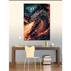 Kanvas Tablo Alev Üfleyen Ejderha 70x100 cm