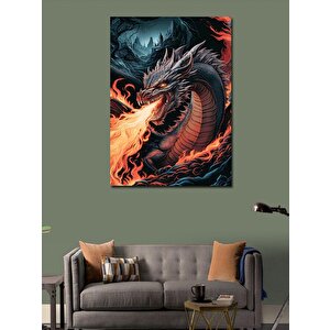 Kanvas Tablo Alev Üfleyen Ejderha 70x100 cm