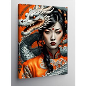 Kanvas Tablo Japon Kız Ve Ejderha