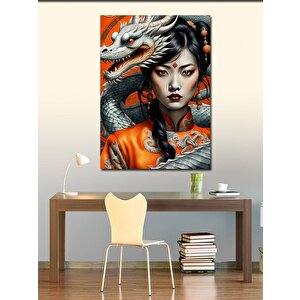 Kanvas Tablo Japon Kız Ve Ejderha