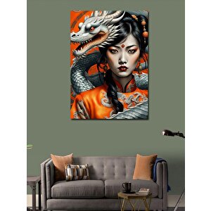 Kanvas Tablo Japon Kız Ve Ejderha