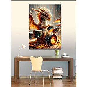 Kanvas Tablo Davul Çalan Yavru Ejderha 70x100 cm