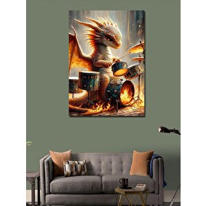 Kanvas Tablo Davul Çalan Yavru Ejderha 70x100 cm